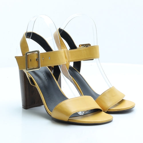 Marks and Spencer Womens Yellow Faux Leather Strappy Heel UK 5.5 EUR 38.5