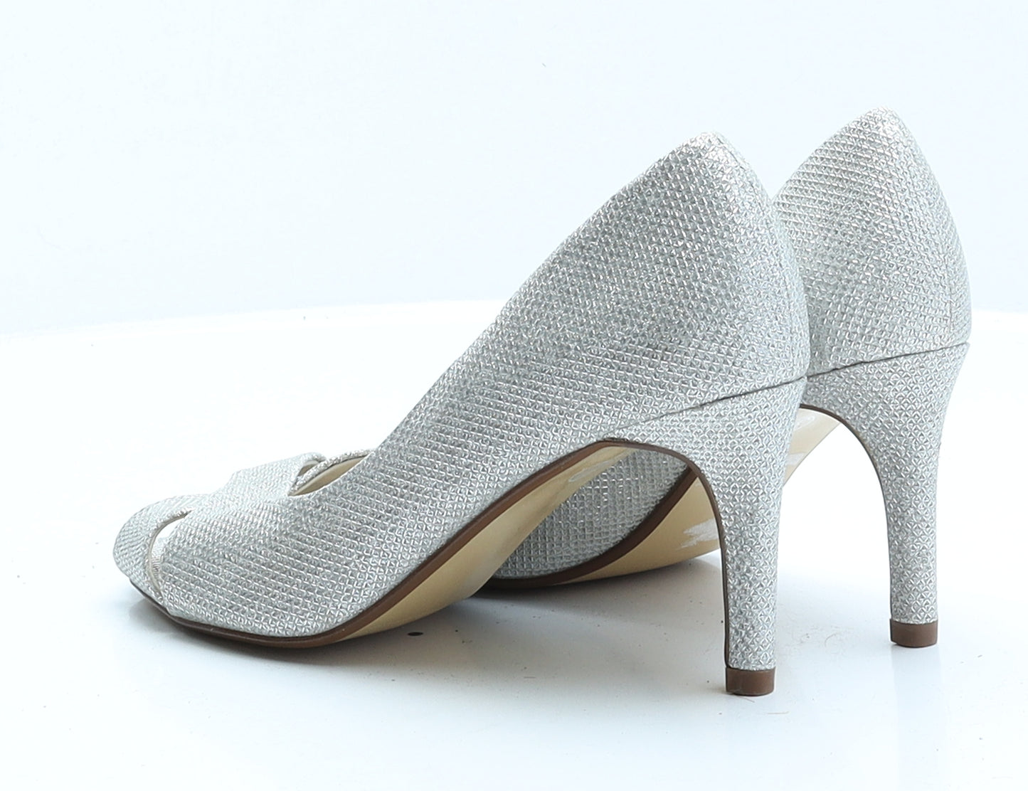 Monsoon Womens Silver Polyester Court Heel UK 4 EUR 37