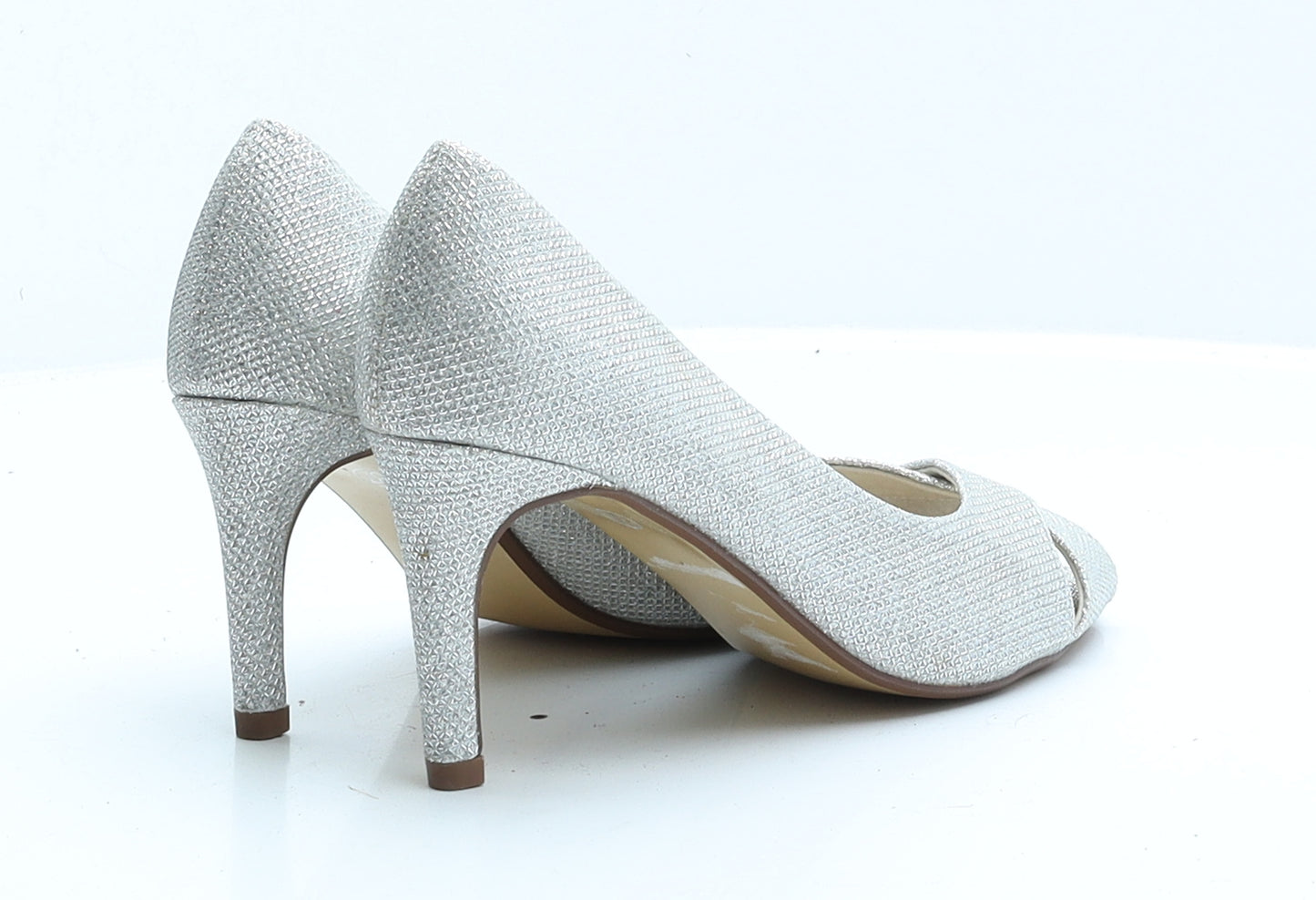 Monsoon Womens Silver Polyester Court Heel UK 4 EUR 37