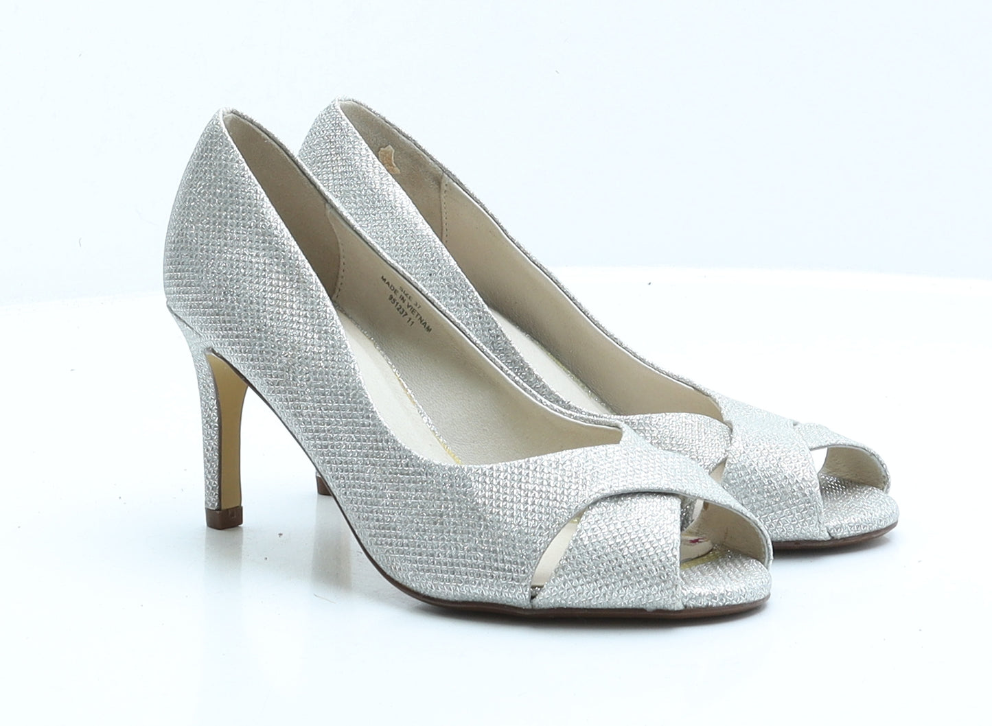 Monsoon Womens Silver Polyester Court Heel UK 4 EUR 37