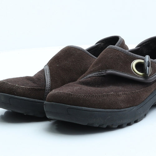 Land's End Womens Brown Faux Suede Flat UK 4 EUR 37