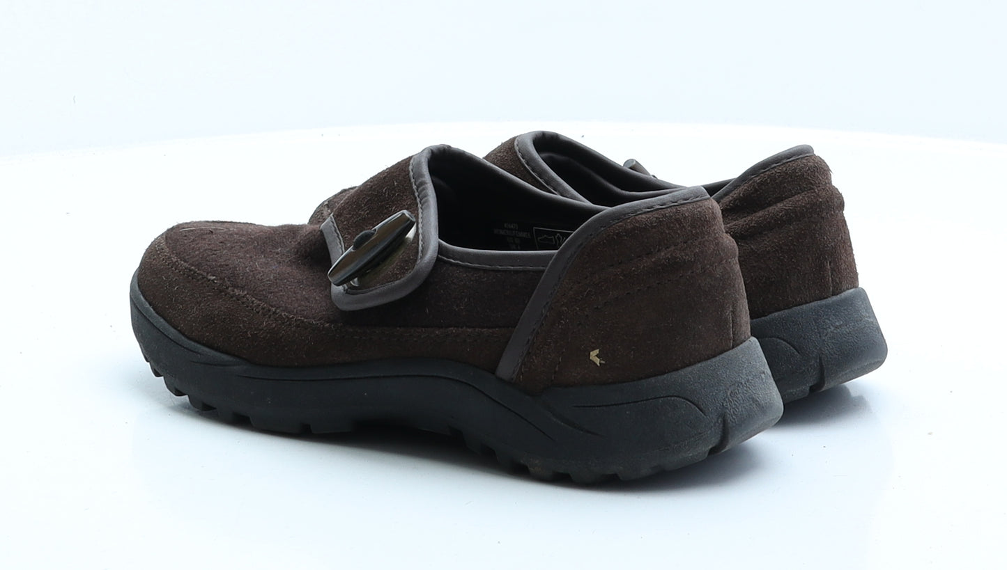Land's End Womens Brown Faux Suede Flat UK 4 EUR 37
