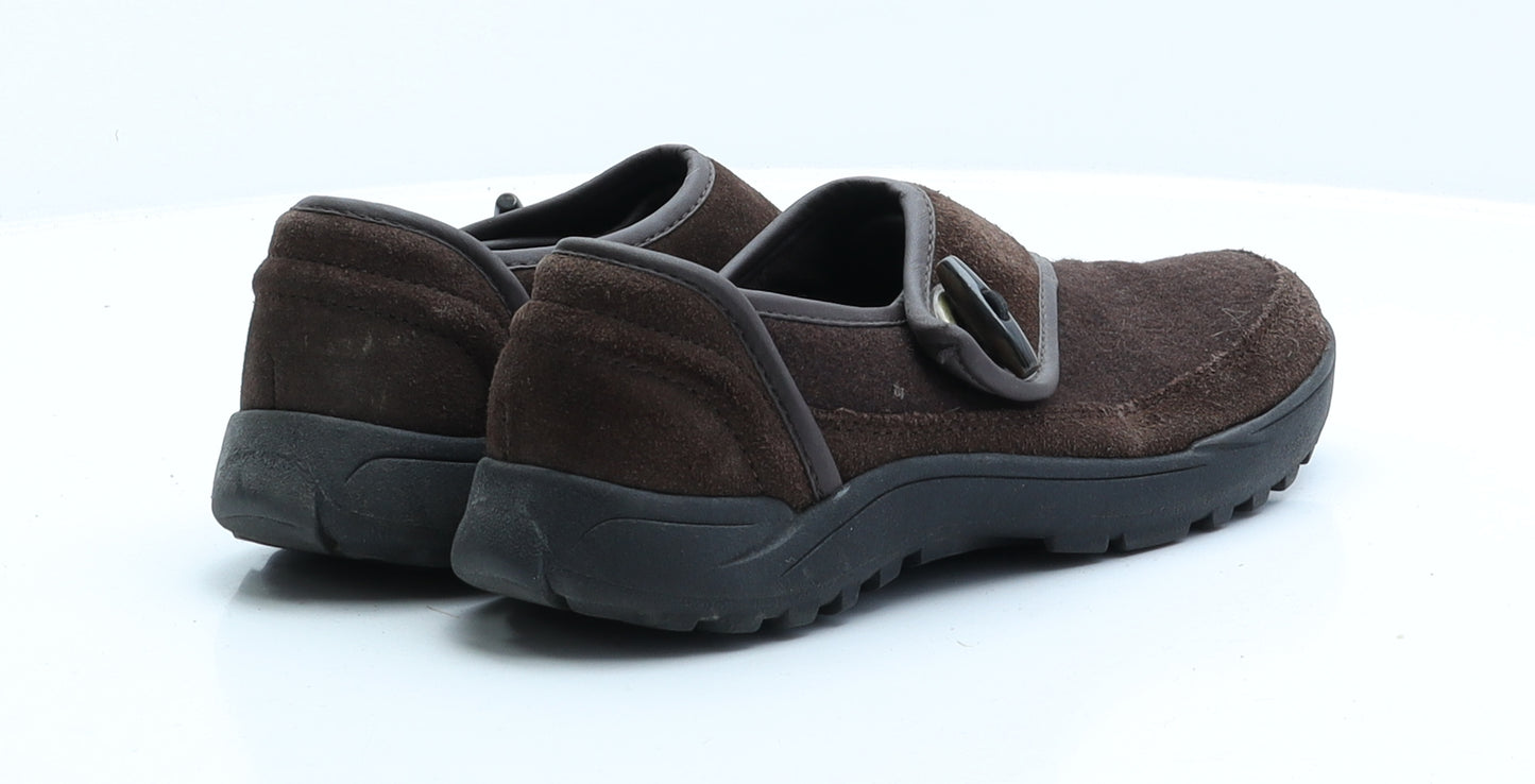 Land's End Womens Brown Faux Suede Flat UK 4 EUR 37