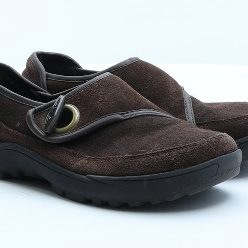Land's End Womens Brown Faux Suede Flat UK 4 EUR 37