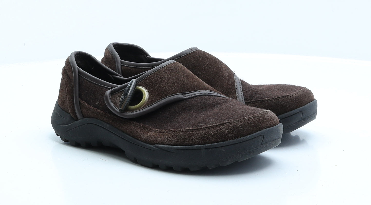 Land's End Womens Brown Faux Suede Flat UK 4 EUR 37