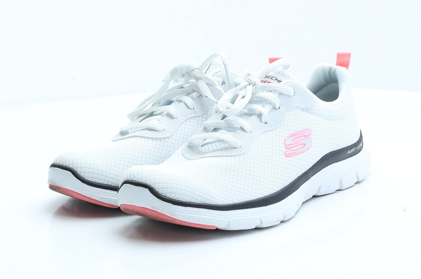Sketchers Womens White Polyester Trainer UK 4 EUR 37
