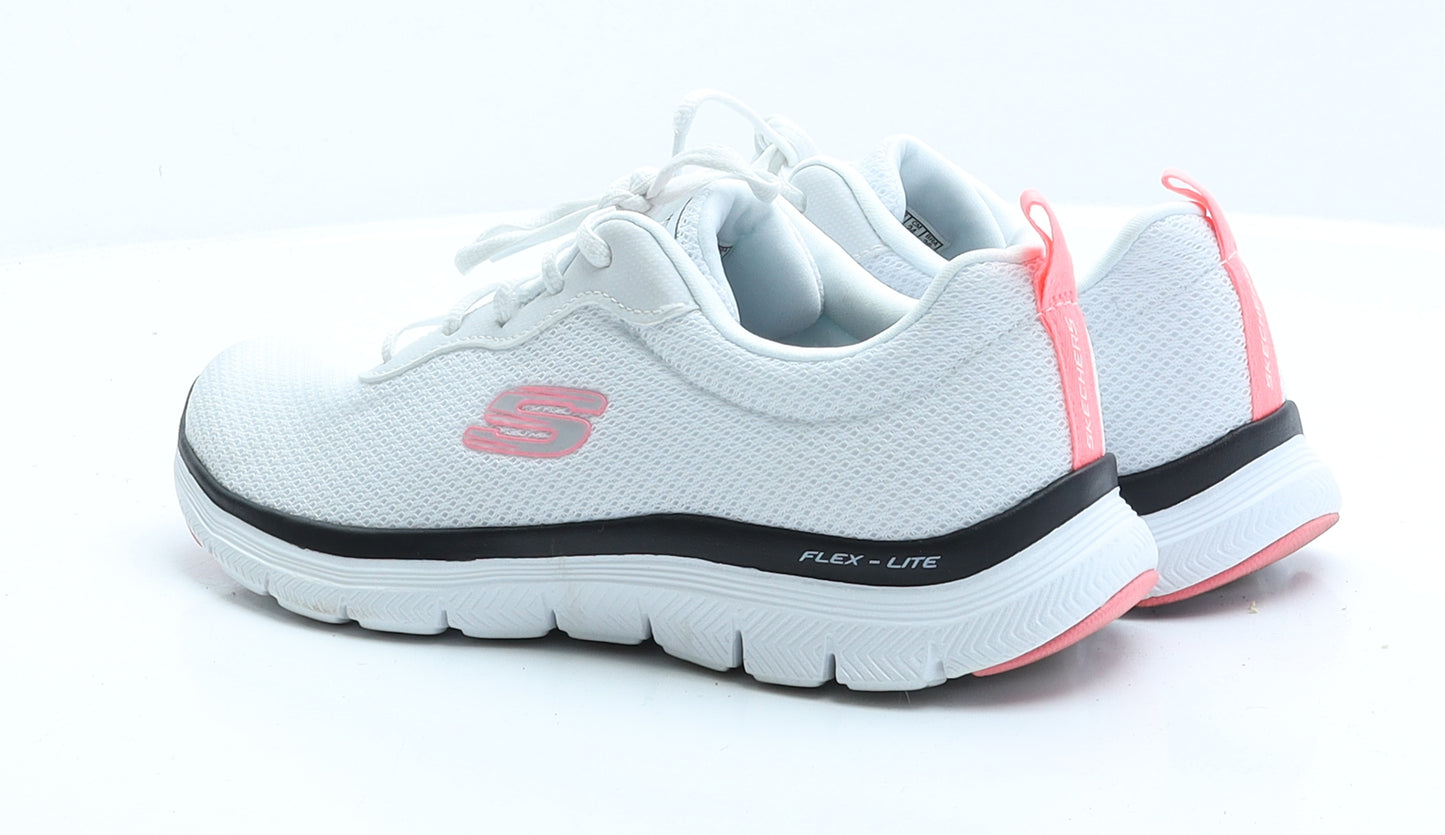 Sketchers Womens White Polyester Trainer UK 4 EUR 37
