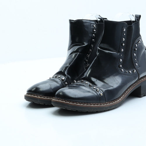 Preworn Womens Black Patent Leather Chelsea Boot UK 3 EUR 36