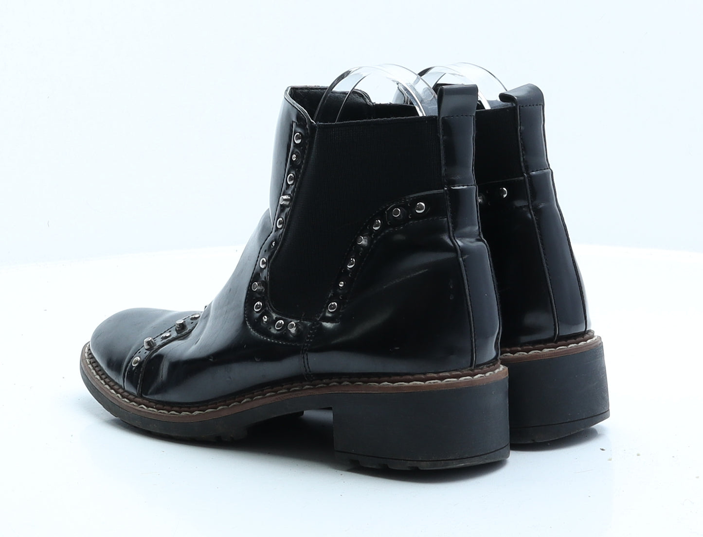 Preworn Womens Black Patent Leather Chelsea Boot UK 3 EUR 36