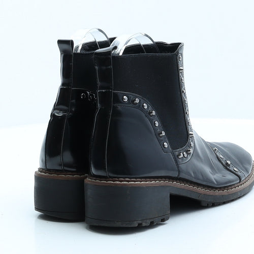 Preworn Womens Black Patent Leather Chelsea Boot UK 3 EUR 36