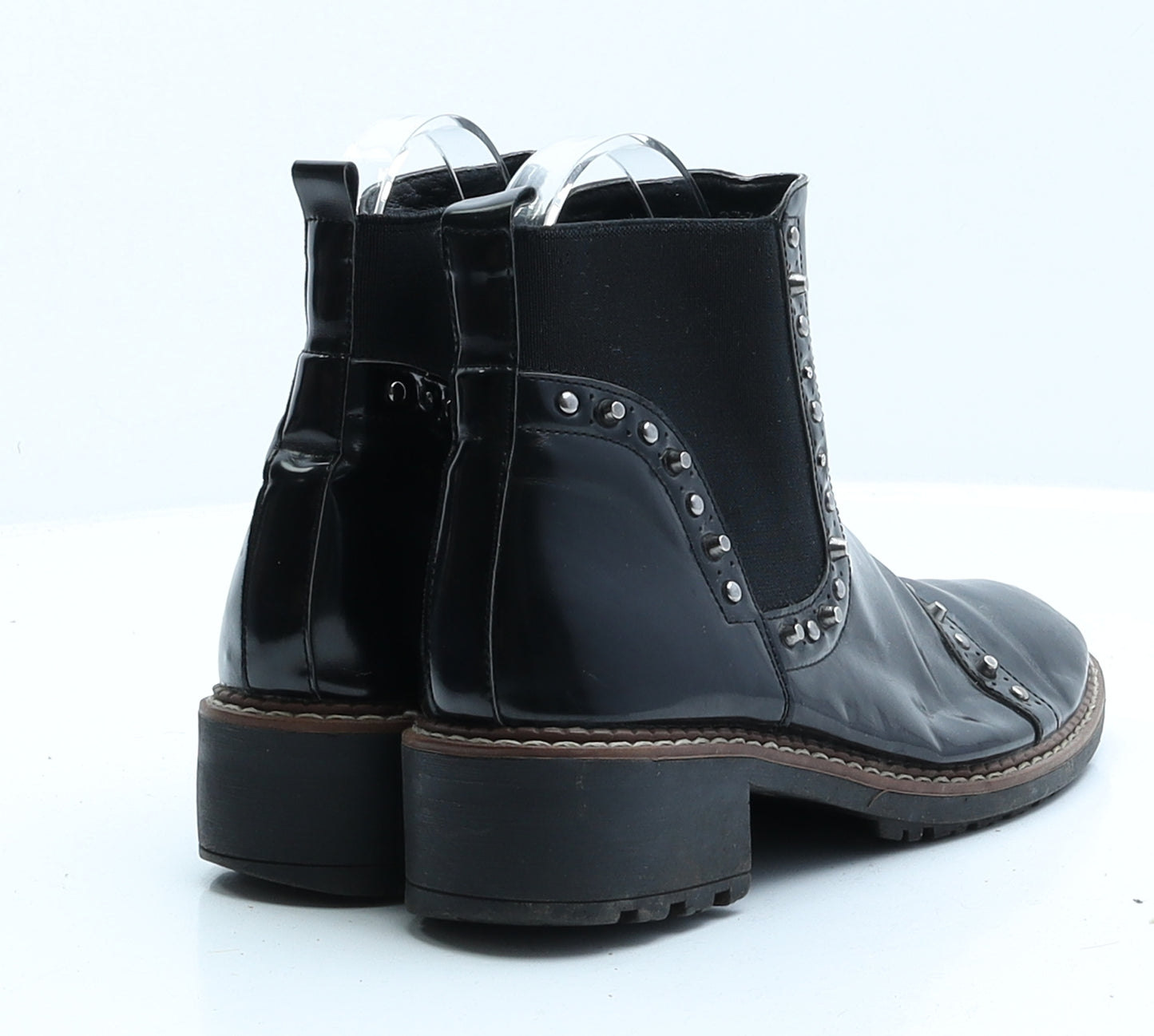 Preworn Womens Black Patent Leather Chelsea Boot UK 3 EUR 36