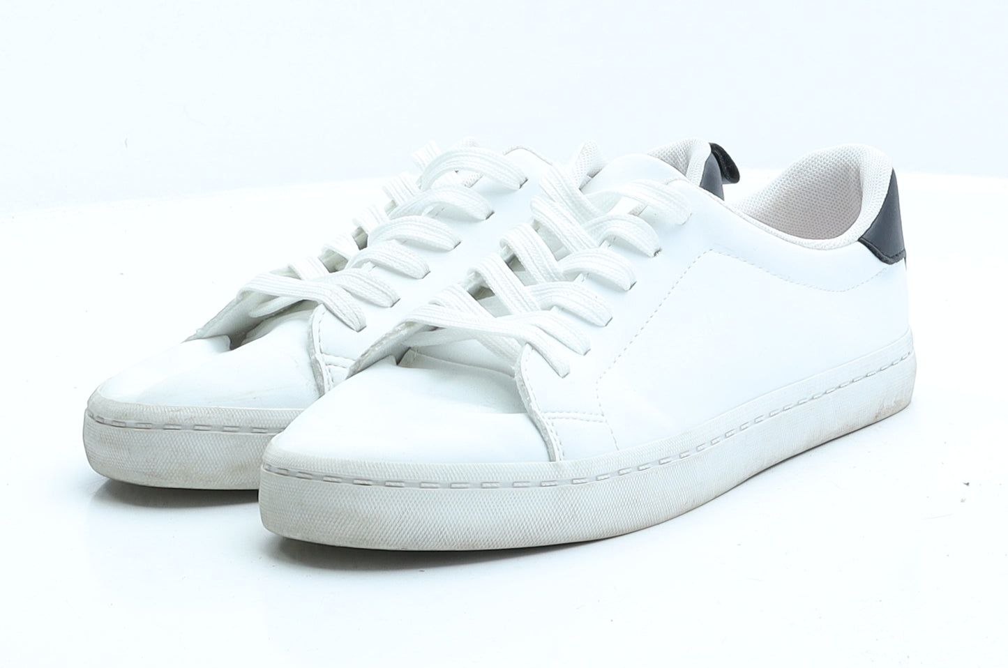 H&M Womens White Faux Leather Trainer UK 5 EUR 38