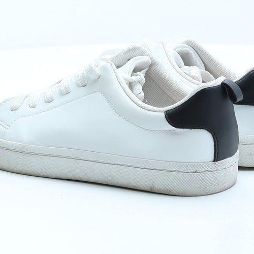 H&M Womens White Faux Leather Trainer UK 5 EUR 38