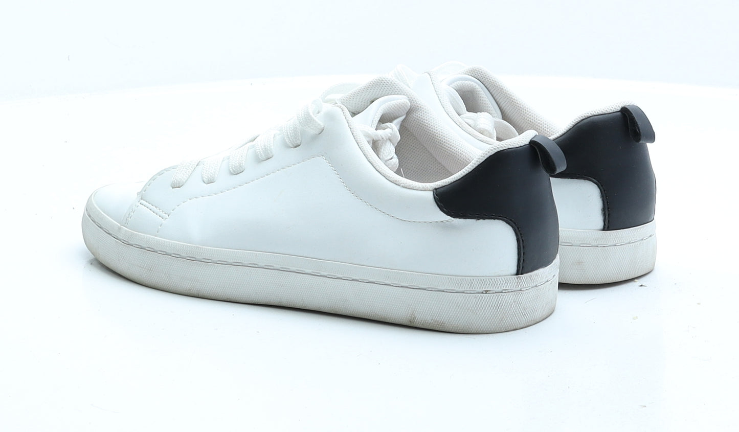 H&M Womens White Faux Leather Trainer UK 5 EUR 38