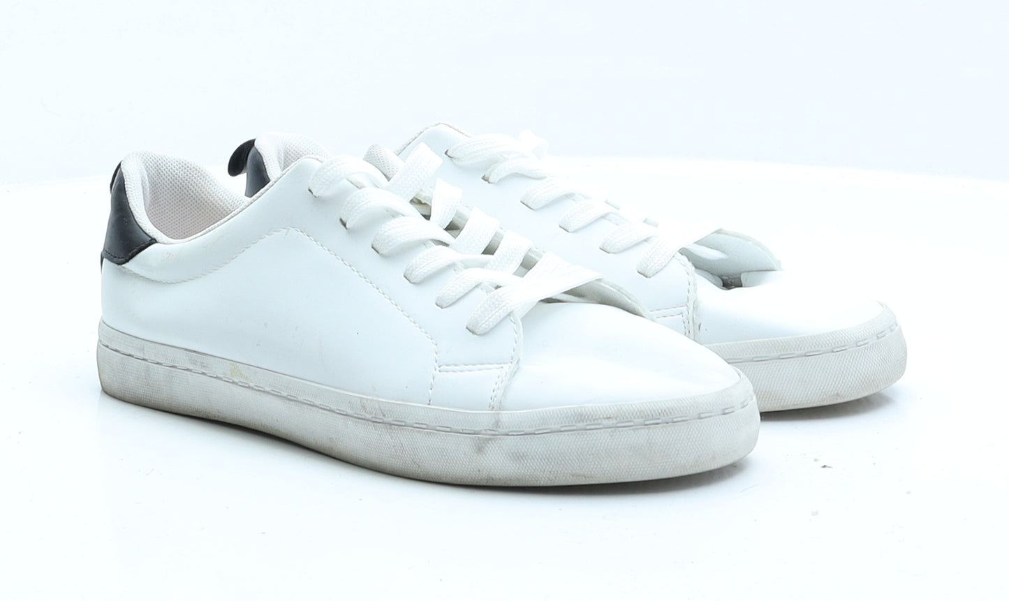 H&M Womens White Faux Leather Trainer UK 5 EUR 38