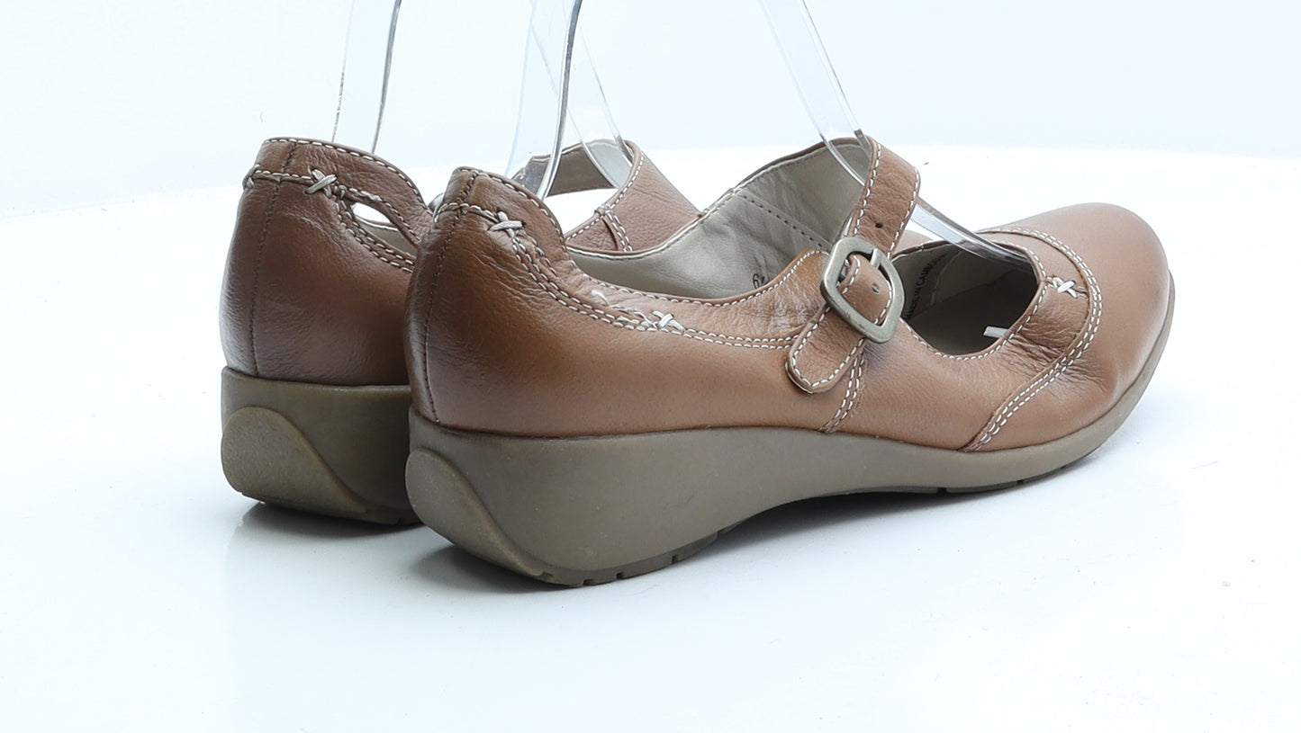 FootGlove Womens Brown Leather Strappy Flat UK 6.5 39.5