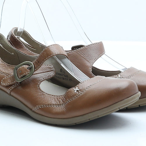 FootGlove Womens Brown Leather Strappy Flat UK 6.5 39.5