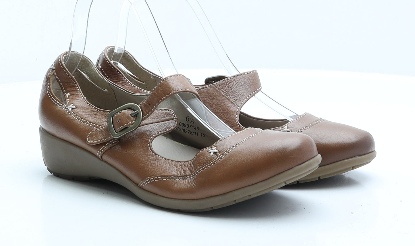 FootGlove Womens Brown Leather Strappy Flat UK 6.5 39.5