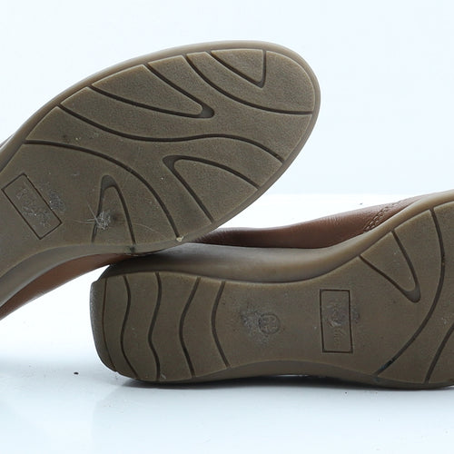 FootGlove Womens Brown Leather Strappy Flat UK 6.5 39.5