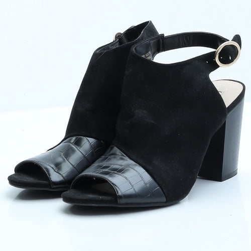 Primark Womens Black Faux Suede Slingback Heel UK 7 EUR 40