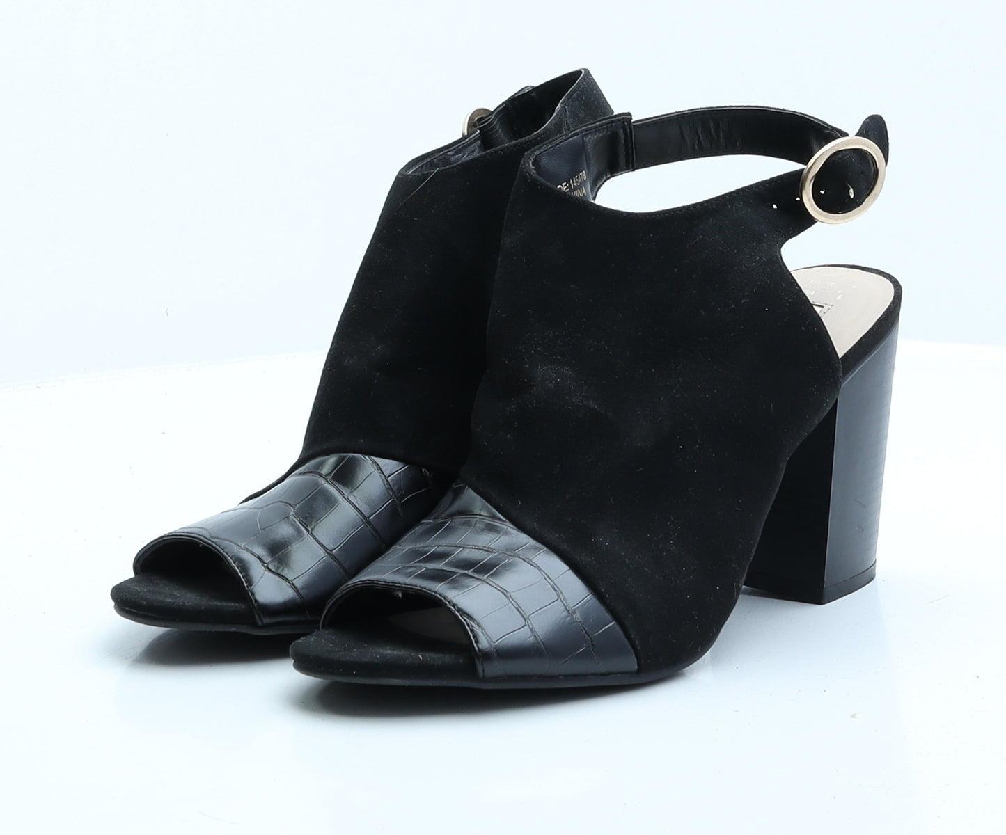 Primark Womens Black Faux Suede Slingback Heel UK 7 EUR 40