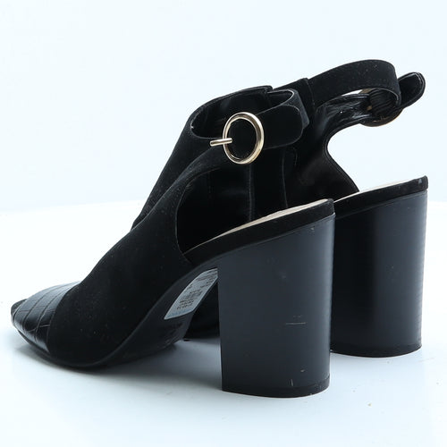 Primark Womens Black Faux Suede Slingback Heel UK 7 EUR 40