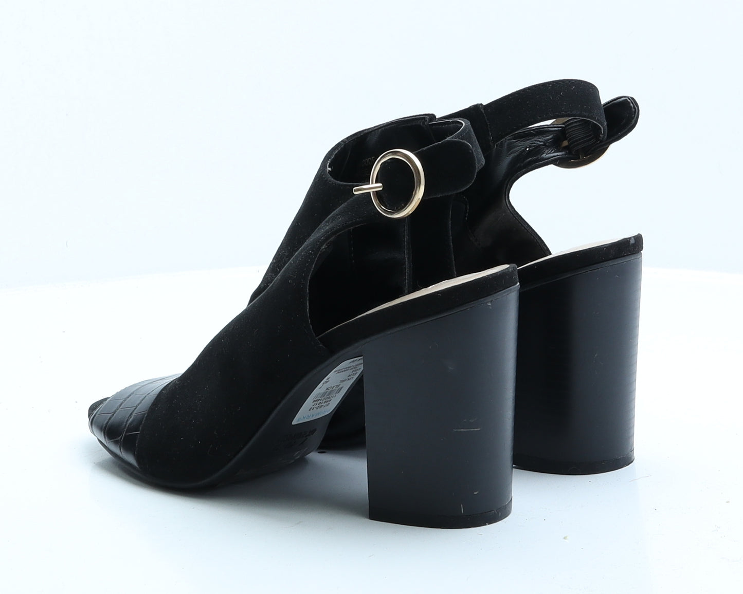 Primark Womens Black Faux Suede Slingback Heel UK 7 EUR 40