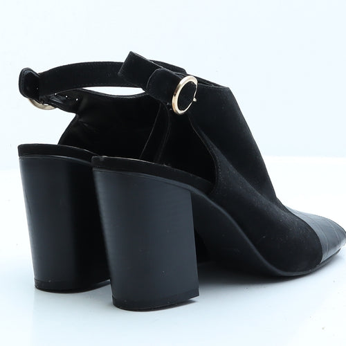 Primark Womens Black Faux Suede Slingback Heel UK 7 EUR 40