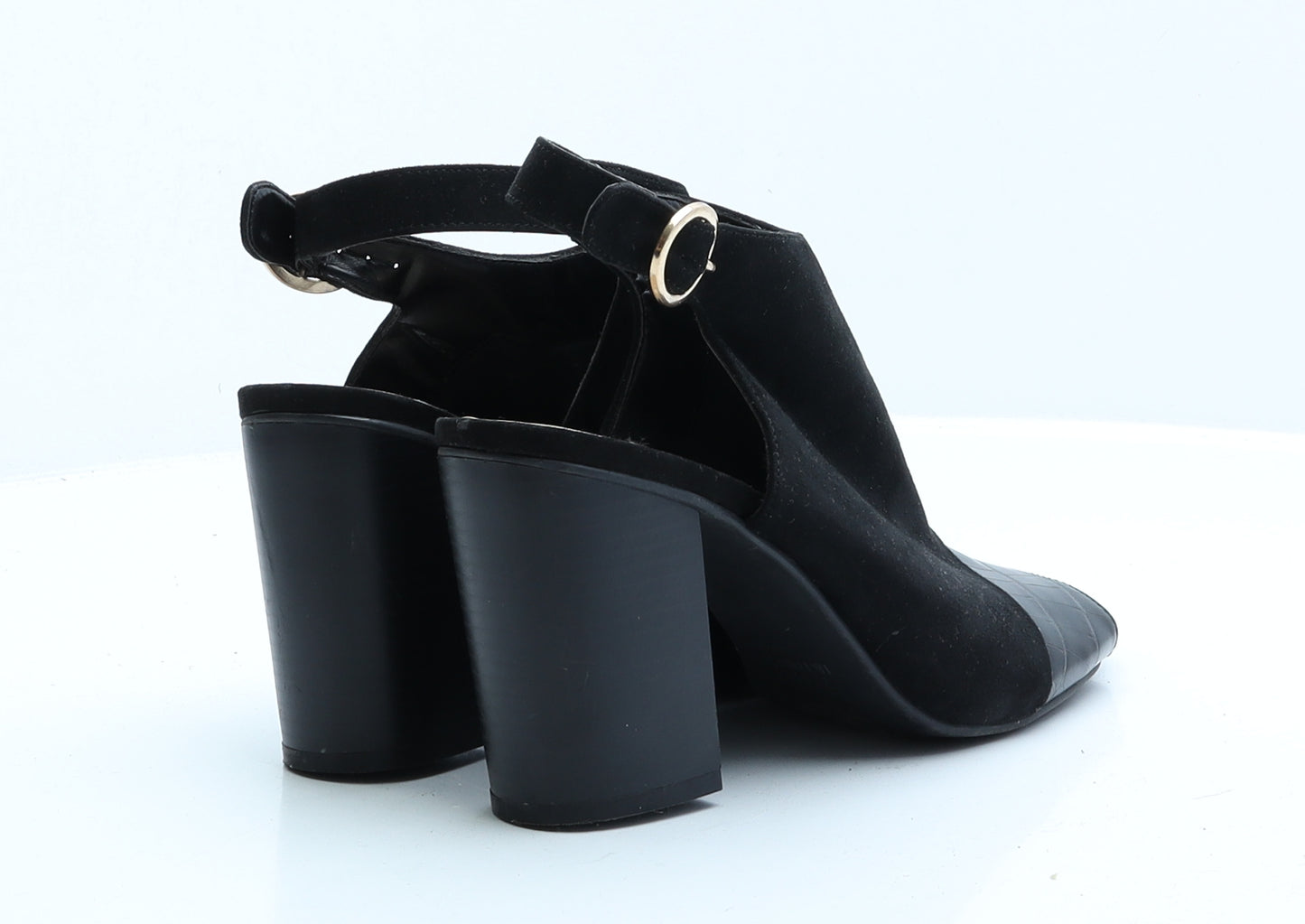 Primark Womens Black Faux Suede Slingback Heel UK 7 EUR 40