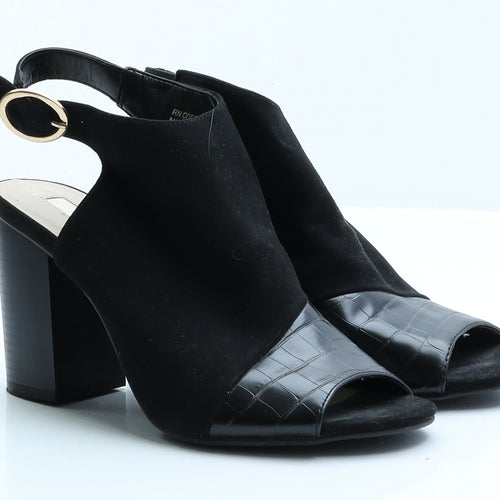 Primark Womens Black Faux Suede Slingback Heel UK 7 EUR 40