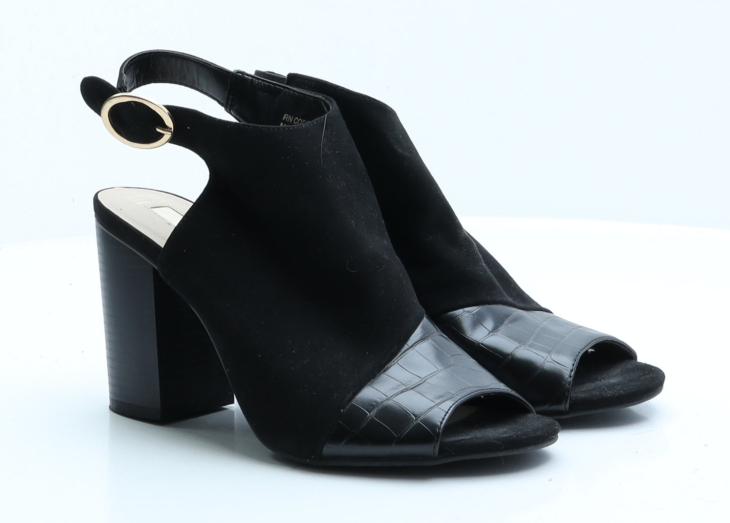 Primark Womens Black Faux Suede Slingback Heel UK 7 EUR 40