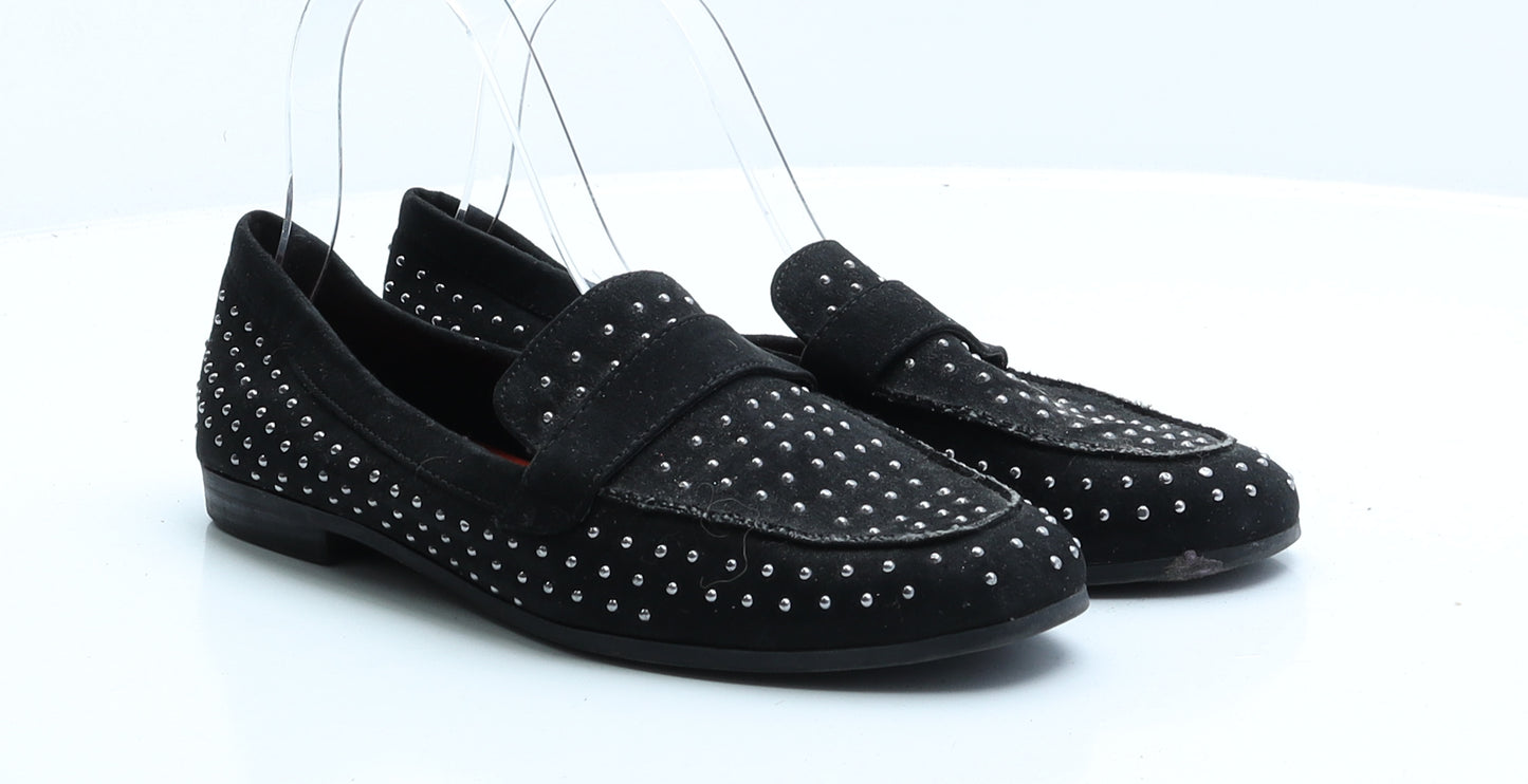 NEXT Womens Black Faux Suede Loafer Flat UK 5 38