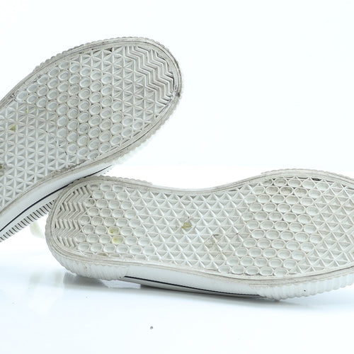 F&F Womens White Striped Polyester Trainer Flat UK 4 37