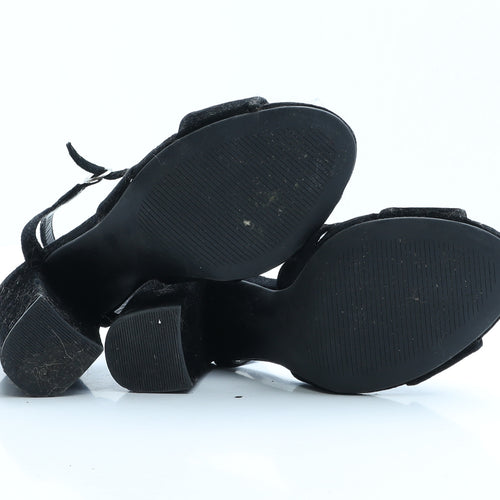 New Look Womens Black  Polyester Strappy Heel UK 6 EUR 39