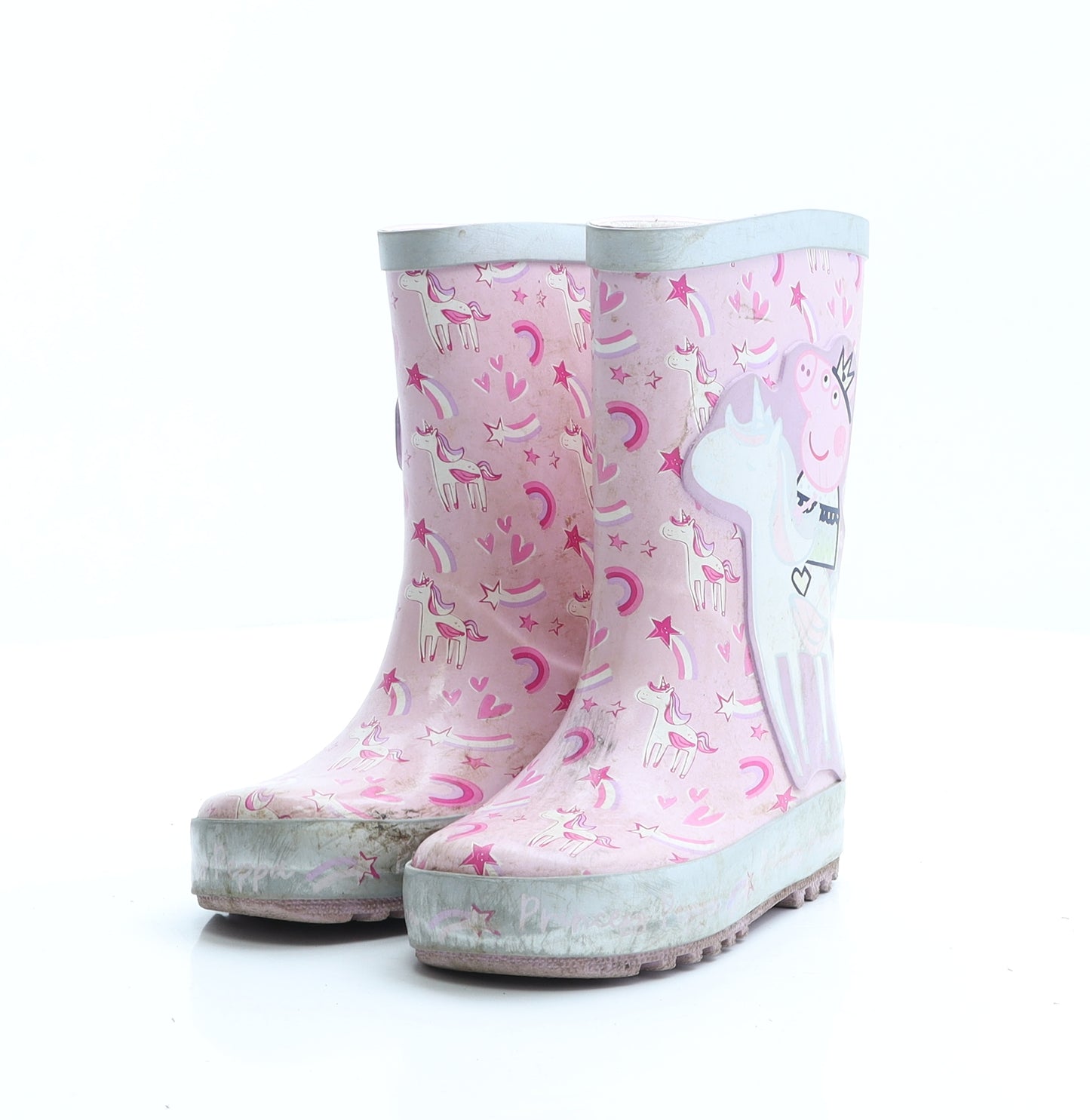 PepaPig Girls Pink Geometric Rubber Wellies Boot UK 7 7   - Pepa Pig/Unicorn