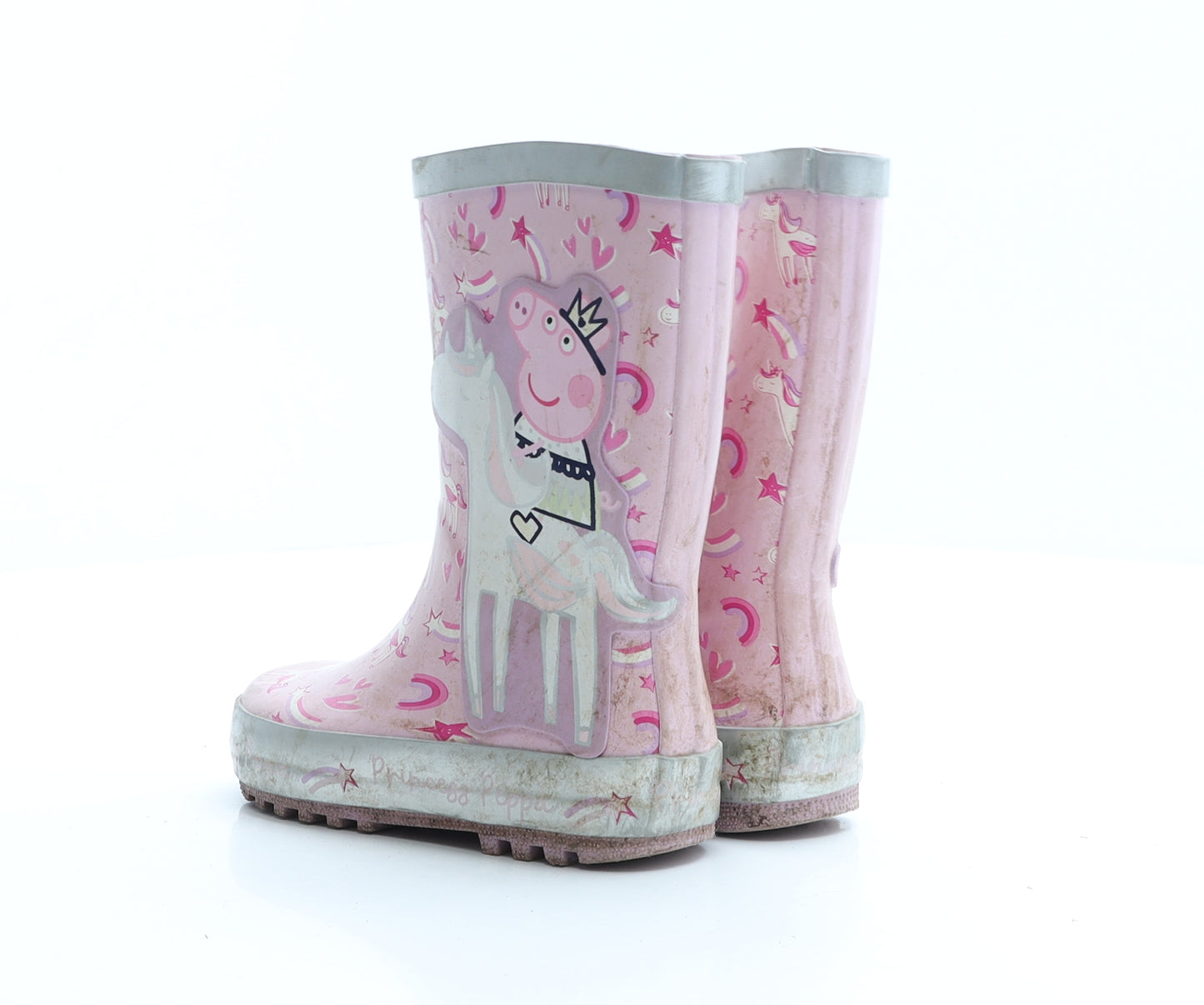 PepaPig Girls Pink Geometric Rubber Wellies Boot UK 7 7   - Pepa Pig/Unicorn