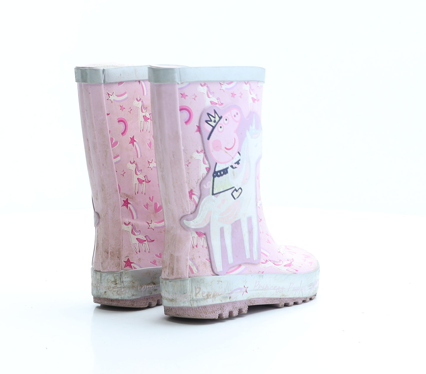 PepaPig Girls Pink Geometric Rubber Wellies Boot UK 7 7   - Pepa Pig/Unicorn