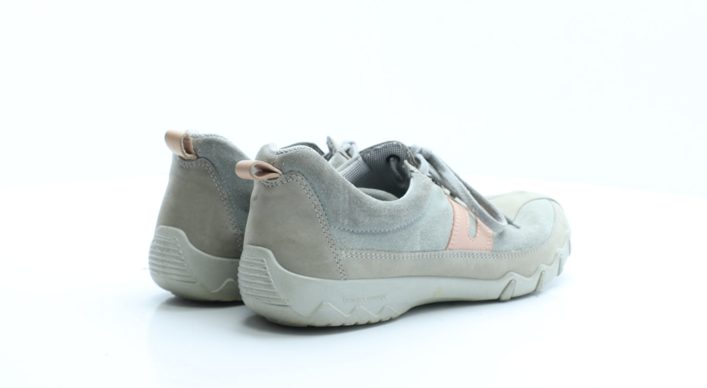 Hotter Womens Green Colourblock Polyester Trainer Casual UK 6 39