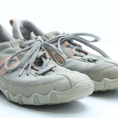 Hotter Womens Green Colourblock Polyester Trainer Casual UK 6 39