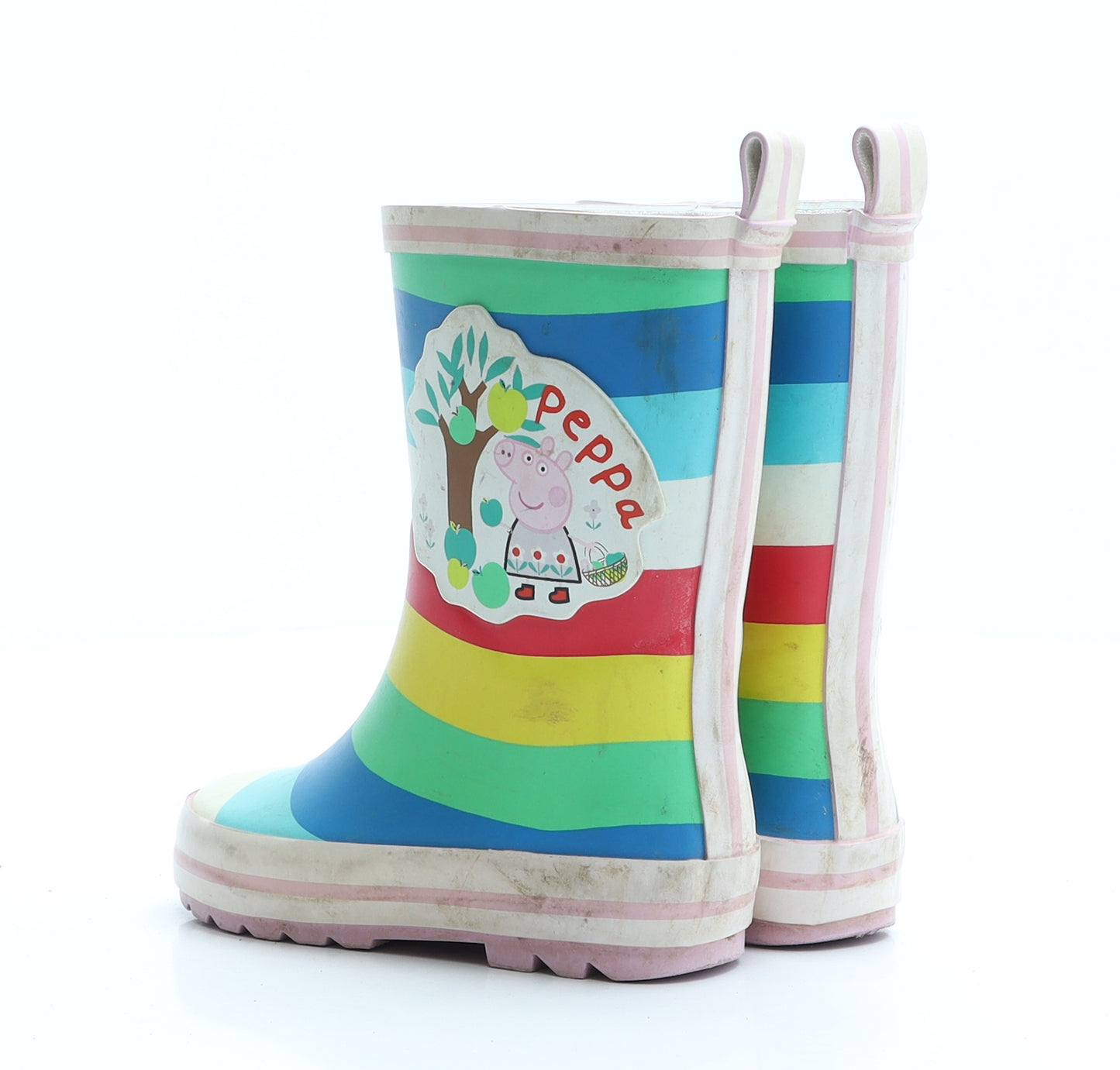Marks and Spencer Girls Multicoloured Striped Rubber Wellies Boot UK 7 7   - Peppa Pig