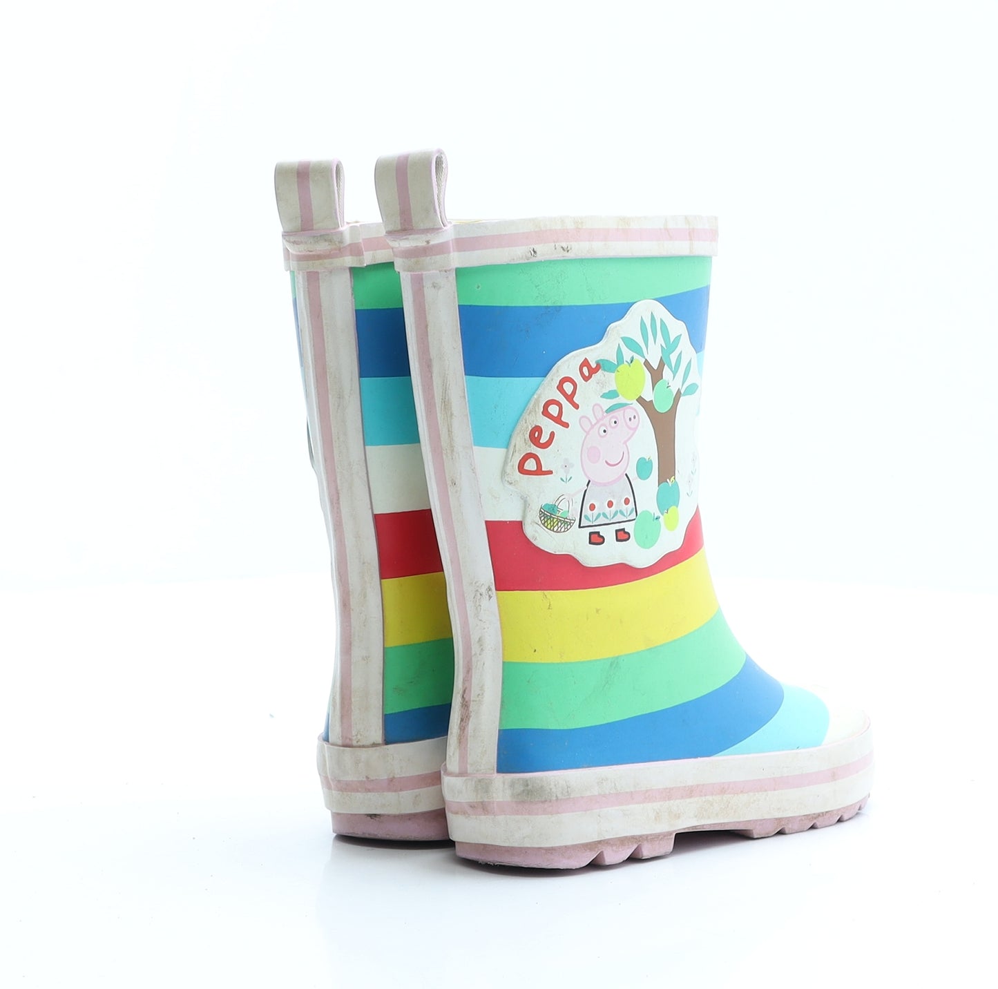 Marks and Spencer Girls Multicoloured Striped Rubber Wellies Boot UK 7 7   - Peppa Pig