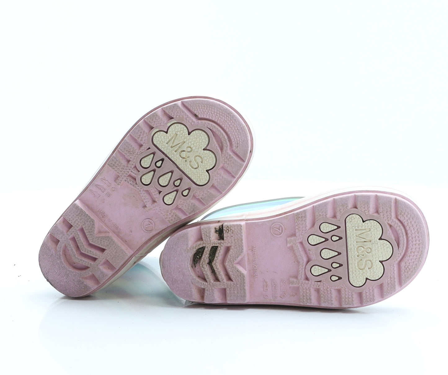 Marks and Spencer Girls Multicoloured Striped Rubber Wellies Boot UK 7 7   - Peppa Pig