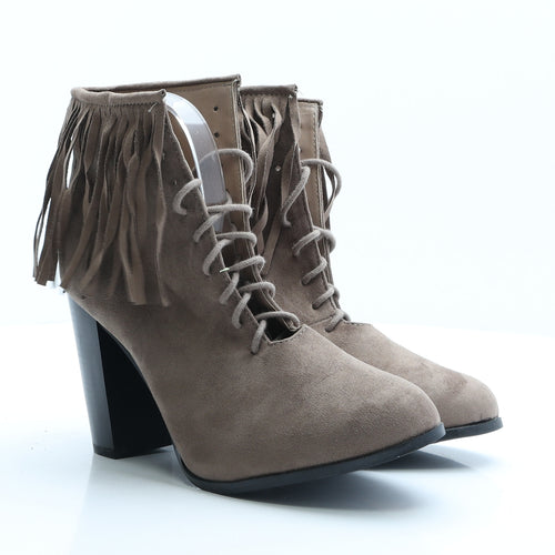 Preworn Womens Brown  Polyester Bootie Boot UK 8