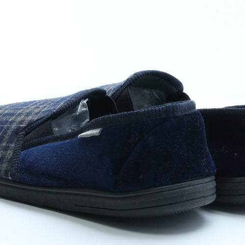 Dunlop Mens Black Plaid Fabric Loafer Casual UK 13 13   - House Slippers