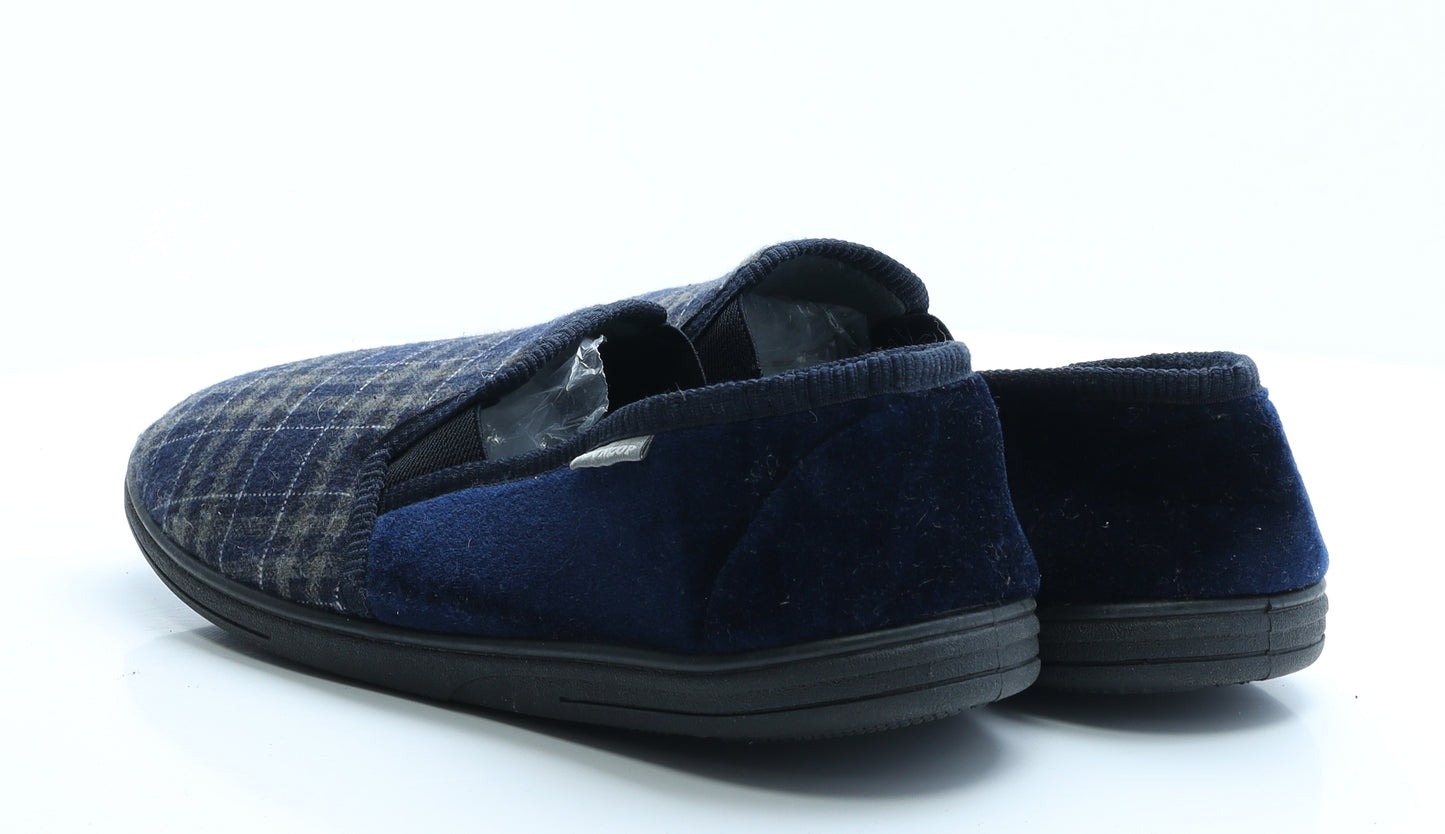Dunlop Mens Black Plaid Fabric Loafer Casual UK 13 13   - House Slippers