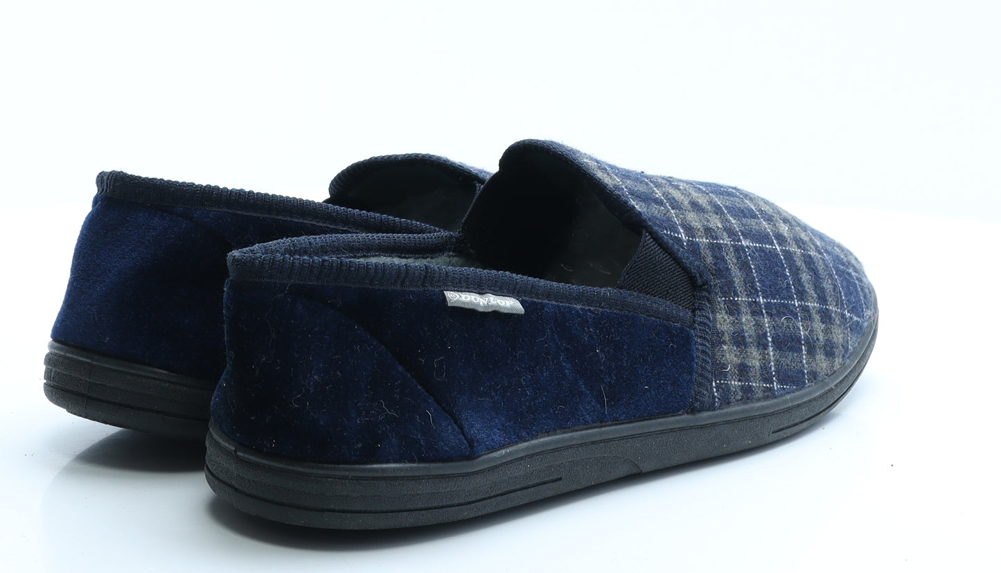 Dunlop Mens Black Plaid Fabric Loafer Casual UK 13 13   - House Slippers
