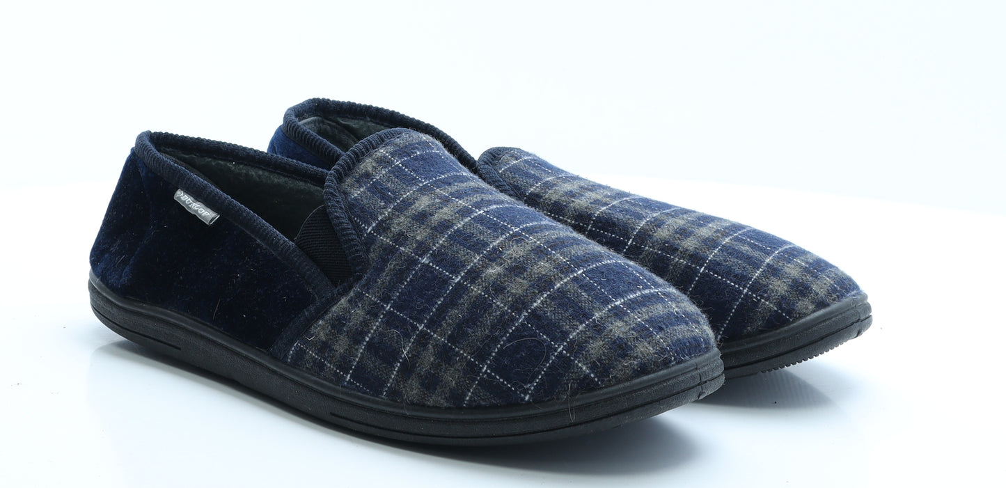 Dunlop Mens Black Plaid Fabric Loafer Casual UK 13 13   - House Slippers