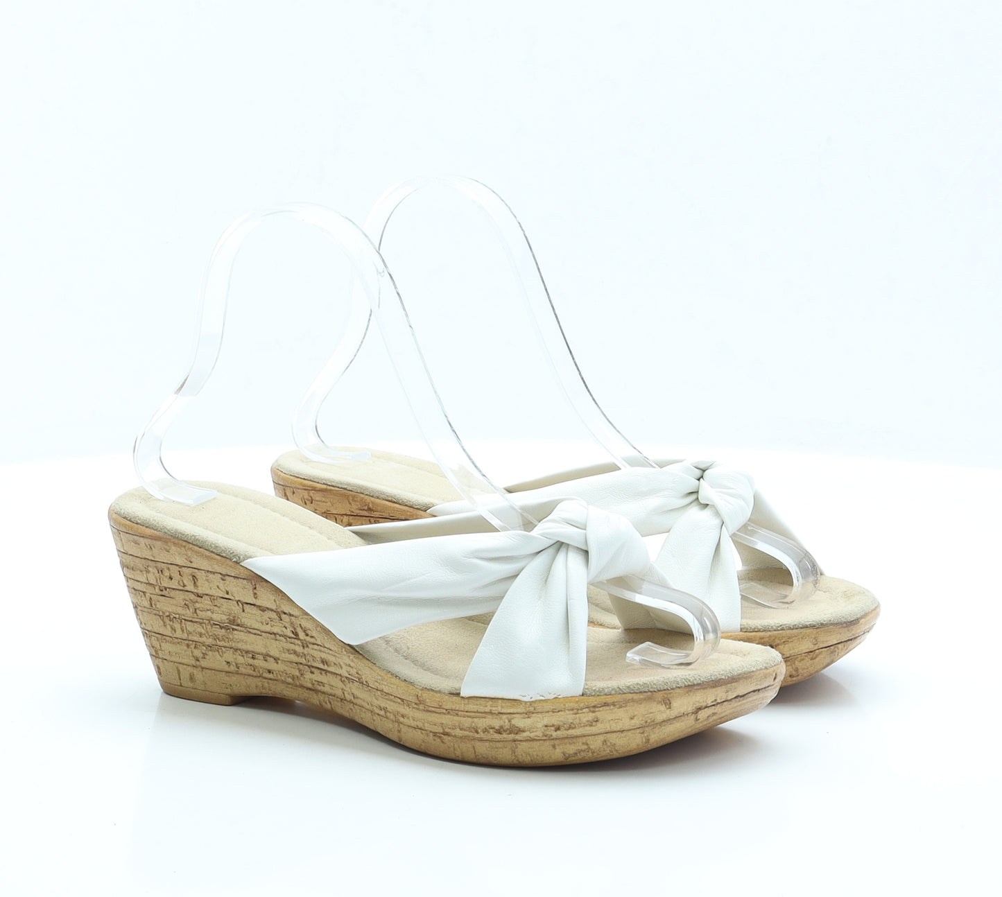 Preworn Womens Ivory Faux Leather Espadrille Heel UK 6 EUR 39