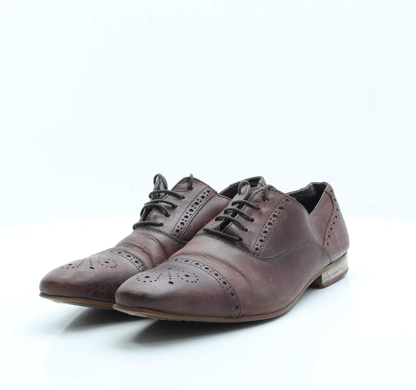 Preworn Mens Brown Faux Leather Oxford Dress UK 7