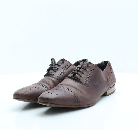 Preworn Mens Brown Faux Leather Oxford Dress UK 7